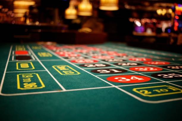 European roulette wheel and betting grid